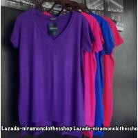 ราคา เสื้อยืดคอวี งานป้ายtopshop แฟชั่นผู้หญิง (19395136658)