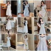 ราคา เดรสสีขาวลายดอกดำ คอเหลี่ยมคอวี ด้านหลังมีผูกโบว์ แขนพอง ทรงเอ คลุมเข่า สไตล์เกาหลี ผ้าลื่น ยืดได้เล็กน้อย (21660583953)