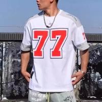 ราคา 2567 American ICE Hockey แขนสั้นผู้ชายเสื้อยืดหลวม Casual Retro ชุดทีมกีฬาฟุตบอล hip hop JERSEY บาสเกตบอลเสื้อยืด (22369307406)