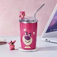ราคา แก้ว การ์ตูนดิสนีย์ หมี Lotso น่ารัก แถมฟรีหลอดสแตนเลส เก็บความเย็น ดิสนีย์ 450ml (22319172574)