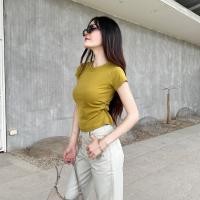 ราคา SpinnyHouse เสื้อยืดรัดรูป เว้าเอว แต่งย่นข้าง ผ้ายืดยูนิโคล่ ตัวผ้ายืดเยอะมาก ทรงน่ารัก BABYTEE รุ่น เทมปุระ (22227633285)