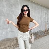 ราคา MesubShop เสื้อยืดรัดรูป เว้าเอว แต่งย่นข้าง ผ้ายืดยูนิโคล่ ตัวผ้ายืดเยอะมาก ทรงน่ารัก BABYTEE รุ่น เทมปุระ (22227644291)