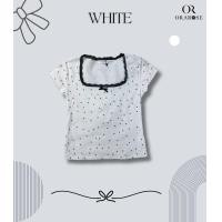 ราคา เสื้อสาวอวบ เสื้อลายจุด แต่งขอบลูกไม้ แต่งโบว์ มีสีดำ สีขาว 5294 พร้อมส่ง ห้องผ้าน้องตู่ (22587035404)