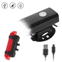 ราคา จักรยานด้านหน้าและด้านหลังโคมไฟชุด USB LED ชาร์จไฟหน้าด้านหลังไฟท้ายไฟเตือนกันน้ำคืนขี่จักรยานจักรยานแสงอุปกรณ์จักรยาน (16116099696)