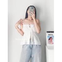 ราคา clo ชุดเซ็ต 2 ชิ้น เสื้อสายเดี่ยวลูกไม้ผูกโบว์มาคู่กับกระโปรงยาวผ้าครัช (21521111695)