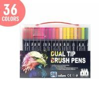 ราคา ปากกาเมจิก 2 หัว หัวพู่กัน หัวเส้นเล็ก ปากกาสีน้ำ สีสวยคมชัด 12 24 36 48 60 80 100 120 สี พร้อมส่งจากไทย (21270606984)