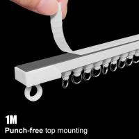 ราคา รางม่านแบบไร้หมัดรางสไลด์ติดด้านบนติดด้วยตนเองแบบเงียบบางเฉียบอุปกรณ์รางผ้าม่านรางสไลด์เหนียว (22071842741)