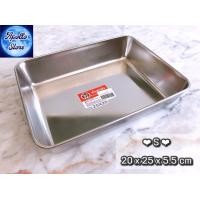 ราคา ก้นลึก 5 5 cm มี 4 ขนาด ถาดเหลี่ยมสแตนเลส ถาดใส่อาหาร ถาดอบขนม ถาดสแตนเลส รุ่นไร้ขอบ เนื้อสแตนเลสหนา ตราแมวหมี (10103679638)