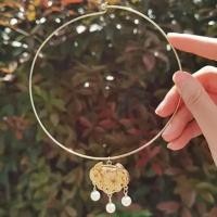 ราคา NCUMBE สร้อยคอแบบโซ่ สร้อยคอ Hanfu โบราณ ดอกไม้ประดับดอกไม้ สไตล์จีนจีน Ruyi Pearl Choker ของเก่าแบบโบราณ กระดิ่งมีกระดิ่ง จี้ล็อคอายุยืน อุปกรณ์เสริม Hanfu (22136735553)