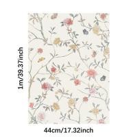 ราคา วอลเปเปอร์ลายดอกไม้สีสันสดใสผนังกระดาษพีวีซีวอลเปเปอร์กันน้ำครีมสติ๊กเกอร์แปะผนังสีฟ้าสำหรับตู้ (20379705806)