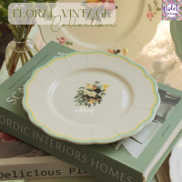 ราคา Violet Flamingo จานเซรามิครุ่น Floral Vintage จานลายดอกไม้สไตล์วินเทจ เข้าไมโครเวฟได้ (22419352012)