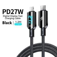ราคา สายเคเบิลข้อมูล Type C to Type C 100W โปร่งใส การชาร์จเร็วสุด PD 3 0 QC 4 0 การชาร์จอย่างรวดเร็ว USB C to USB C เหมาะสำหรับ Type C พร้อมจอแสดงผลดิจิตอล สีดำ Type C To Type C Lightning (22285033170)