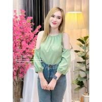 ราคา เสื้อสีเขียว อก 36 40ปาดไหล่ (21933540286)