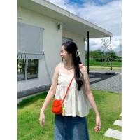 ราคา Alice เสื้อสายเดี่ยวคอวีผูกโบว์ชายระบายผ้าฝ้าย (22186123578)