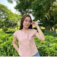 ราคา เสื้อคอกลม แขนกุด แต่งกระดุมจีน ผ้าฝ้ายเกล็ดเต่า ใส่สบาย (21375905587)