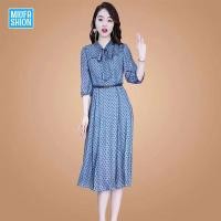 ราคา MIUfashion ชุดเดรสผู้หญิง ชุดเดรสแขนสั้นคุณแม่สไตล์เกาหลี กระโปรงลายจุด ชุดไปทะเล ชุดเดรสสีฟ้า 2024 กระโปรง เสื้อ (21751086301)