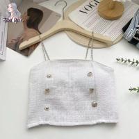 ราคา สินค้าใหม่ เสื้อสายเดี่ยว โซ่สีเงิน แต่งกระดุมทอง งานสุดเซ็กซี่ A150 (21724779604)