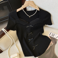 ราคา KaeKai พร้อมส่ง เสื้อ ผ้าเรย่อน แขนสั้น แต่งโบว์เก๋ๆ งานผ้าร่อง สไตล์เกาหลีกาใจ เสื้อยืด ลำลอง แฟชั่นฤดูร้อน (22422247076)