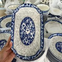 ราคา จาน ลายครามราคาถูก จานเซรามิคลายคราม มีหลายแบบให้เลือก เข้าไมโครเวฟได้ (22453438223)
