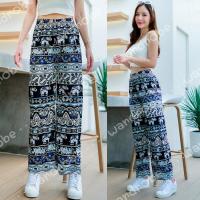 ราคา พร้อมส่งร้านในไทย กางเกงช้างขายาว ผ้าบางเบา กางเกงช้างขาปล่อย เอวยางยืด (21334135104)