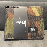 ราคา NH แฟชั่น Stussy สั้นพับได้ตามแนวนอนกระเป๋าสตางค์ลายทาง (22205320038)