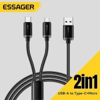 ราคา Essager สาย2 In 1USB ประเภท C สายไมโคร2 In 1สำหรับ Samsung Huawei Xiaomi POCO Oneplus Realme โทรศัพท์มือถือ USBA Type C สายชาร์จไมโครแบตเตอรี่สำรองหูฟังแฮนด์ไฮด์ชาร์จเร็วโคมไฟตั้งโต๊ะชาร์จได้อย่างรวดเ