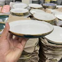 ราคา จาน จานขอบทอง ขนาด 8 นิ้ว จานชามราคาถูกๆ จานสวยๆ จานกระเบื้อง จานเซรามิคสวยๆ (22033269694)