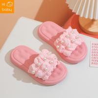 ราคา Childrens Slippers Princess Style Pearl Girls Slippers Soft Bottom Outer Wear Breathable Small and Medium Girl Slippers (22296869509)