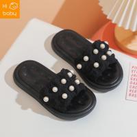 ราคา Childrens Slippers Princess Style Pearl Girls Slippers Soft Bottom Outer Wear Breathable Small and Medium Girl Slippers (22296869498)