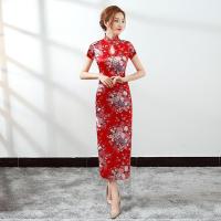 ราคา กี่เพ้าลายดอกเชอร์รี่ ชุดกี่เพ้าผู้หญิงเซ็กซี่ ชุดตรุษจีน ชุดสีแดง มี 4 สีให้เลือก (13735439639)