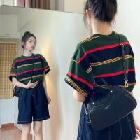 ราคา เสื้อยืดลายทางสีรุ้งสวยๆผู้หญิงฤดูร้อนใหม่ oversize เสื้อผ้าสาวอวบอ้วนไซส์ใหญ่ เสื้อโอเวอร์ไซส์แขนสั้น เสื้อยืดสวยๆหลวมวัยรุ่นน่ารักๆสไตล์เกาหลี กําลังฮิต ลำลอง วินเทจ Lady Tshirt Women Clothing (2223