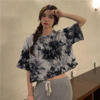 ราคา เสื้อครอปแขนสั้นผู้หญิง oversize เสื้อผ้าสาวอวบน่ารักๆ แฟชั่น เสื้อยืดมัดย้อมสวยๆวัยรุ่น สไตล์เกาหลี แบบเท่ๆ ใส่สบาย Clothing Tshirt Lady Women (22228412552)