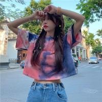 ราคา เสื้อครอปแขนสั้นผู้หญิง oversize เสื้อผ้าสาวอวบน่ารักๆ แฟชั่น เสื้อยืดมัดย้อมสวยๆวัยรุ่น สไตล์เกาหลี แบบเท่ๆ ใส่สบาย Clothing Tshirt Lady Women (22228412558)