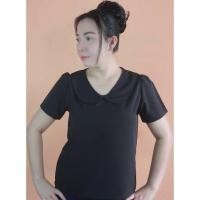 ราคา เสื้อสีพื้น สีดำ คอบัว คอระบาย คอจีน ผ้าไหมอิตาลี อก36 50 (17572125627)