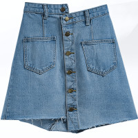 ราคา Kaekai พร้อมส่ง กระโปรง ยีนส์สั้น ดีเทลกระดุมผ่ากลาง กระเป๋าหน้าหลัง ใช้งานได้จริง แฟชั่นเกาหลี น่ารักๆ เก๋ๆ ชิคๆ (22363314182)