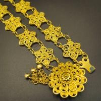 ราคา เข็มขัดทองโบราณสำหรับผู้หญิงไทย ยาว 40 นิ้ว โหมดหัวเข็มขัดสามารถปรับความยาวได้หลากหลาย เข็มขัดนาค วัสดุโลหะ เข้ากับชุด (21315914915)