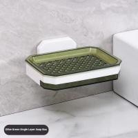 ราคา กล่องสบู่ที่แขวนกล่องสบู่ที่วางสบู่สำหรับห้องน้ำสองชั้นแบบไม่เจาะรูกล่องสบู่สบู่น้ำทิ้งติดผนัง (21694250899)