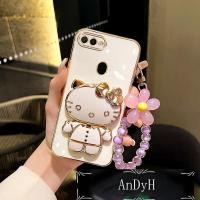 ราคา AnDyH Casing For oppo a5s oppo a12 oppo a7 oppo a3s oppo a12e OPPO F9 Case Hello Kitty Mirror Folding Stand Phone Case Camera protective Softcase With flower bracelet (21319620120)