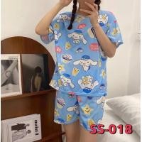 ราคา ชุดนอน คอกลมเสื้อแขนสั้น ขาสั้น ลายการ์ตูน เนื้อผ้านิ่ม ใส่สบาย ฟรีไซส์ (18442877732)