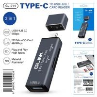 ราคา GL044 GLINK 3 in 1 TYPE C Card Reader SD Card USB เชื่อมต่อโทรศัพท์ได้ (20791123686)