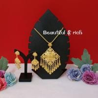 ราคา สร้อยคอพร้อมต่างหูสีทอง สร้อยคอชุดไทย สร้อยคอล้านนา เครื่องประดับชุดไทย รหัสP00101 (21885800504)