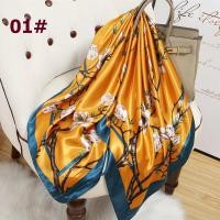 ราคา ผ้าโพกหัวลายพิมพ์ดอกไม้สวยงาม35 4 ผ้าคลุมไหล่ผ้าไหมซาตินสไตล์จีนที่รัดศีรษะกันลมสำหรับผู้หญิง (20942105408)