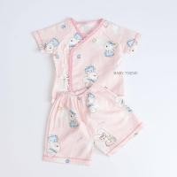 ราคา Little Home Baby ชุดเซ็ทเสื้อผูกหน้าและดุมหน้าพร้อมกางเกงทารก 0 3 เดือน ผ้ามัสลิตคอตตอนทอตาราง นุ่มๆ (22540804422)