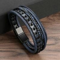 ราคา 1ชิ้นเครื่องประดับแฟชั่นผู้ชายหลายชั้นวินเทจกำไลข้อมือสายหนังถักอัลลอยด์แม่เหล็ก (21982474389)