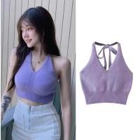 ราคา ANGELCITY เสื้อผ้าแฟชั่นผู้หญิง เซ็กซี่ผ้านิ่มใส่สบาย เสื้อแขนกุดผู้หญิง เสื้อสายเดี่ยว เสื้อไหมพรมผู้หญิง แฟชั่นเกาหลี คอวี (19042846203)