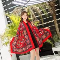 ราคา ผ้าคลุมไหล่สไตล์อินเดีย โบฮีเมียน สีแดง (21060337923)
