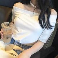 ราคา เสื้อปาดไหล่ แขนสามส่วน เข้ารูป ทรงสวย สไตล์เกาหลี พร้อมส่ง (22036471053)