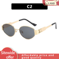 ราคา LANG แว่นกันแดดทรงนักบินทรงรีกรอบโลหะแบบย้อนยุคสำหรับผู้หญิงและผู้ชายแว่นกันแดดทรงกลมสไตล์วินเทจหรูหราเลนส์สีเขียวยุค90S สำหรับผู้ชาย (22101091602)