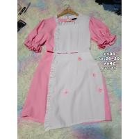 ราคา ชุดเดรสแฟชั่นชุดเดรสบาบี้แต่งดอก3Dสีชมพูขาว (22417634475)