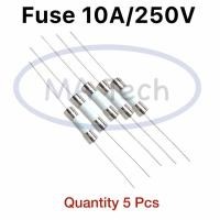 ราคา Fuse 10A250V ฟิวส์ 10A250V ฟิวส์เซรามิก 10A 250V Fuse Ceramic ฟิวส์หางหนู 1 ชุด มีจำนวน 5 ชิ้น (22422449619)